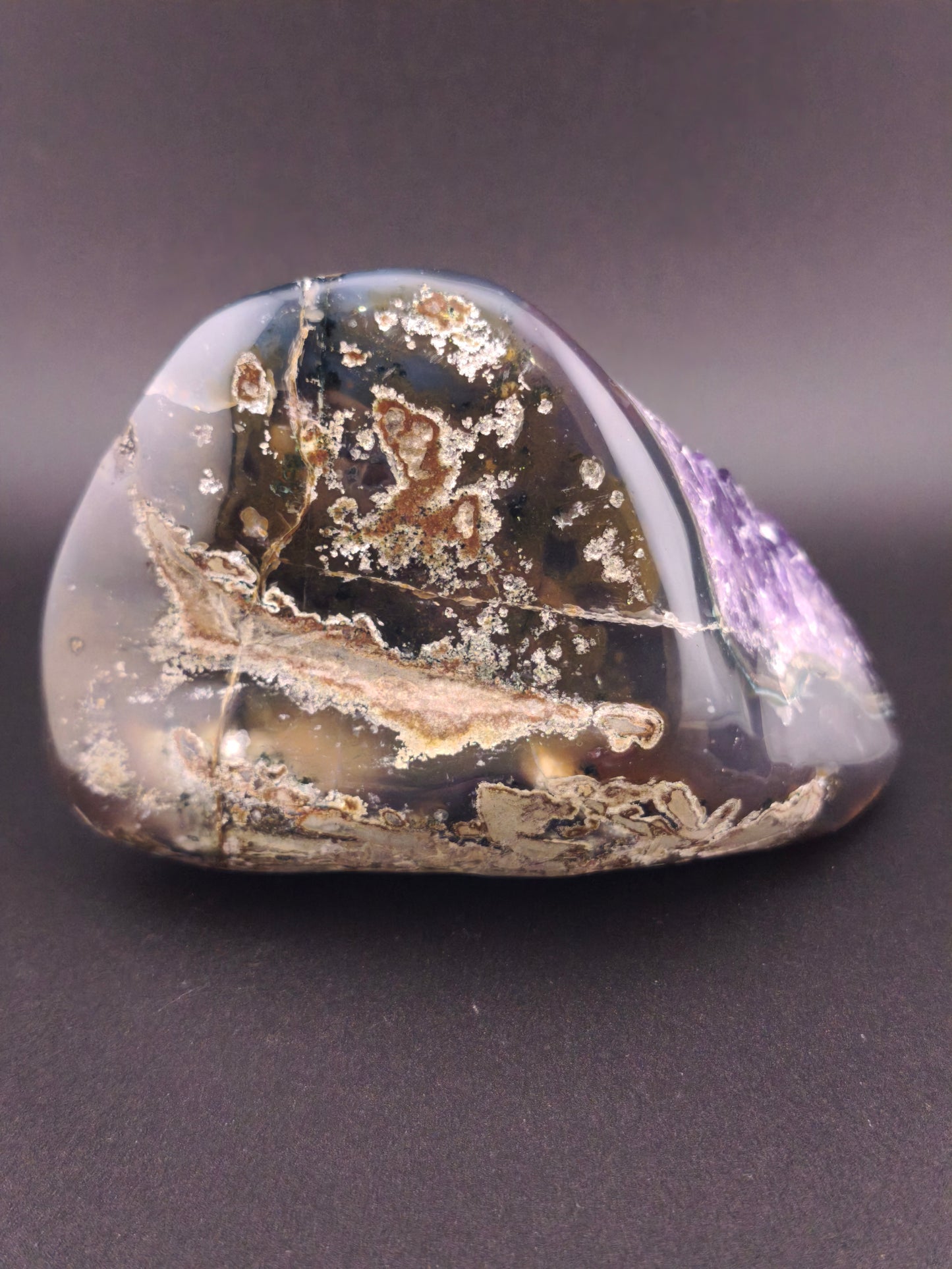 Druse d'Améthyste du Brésil avec Agate