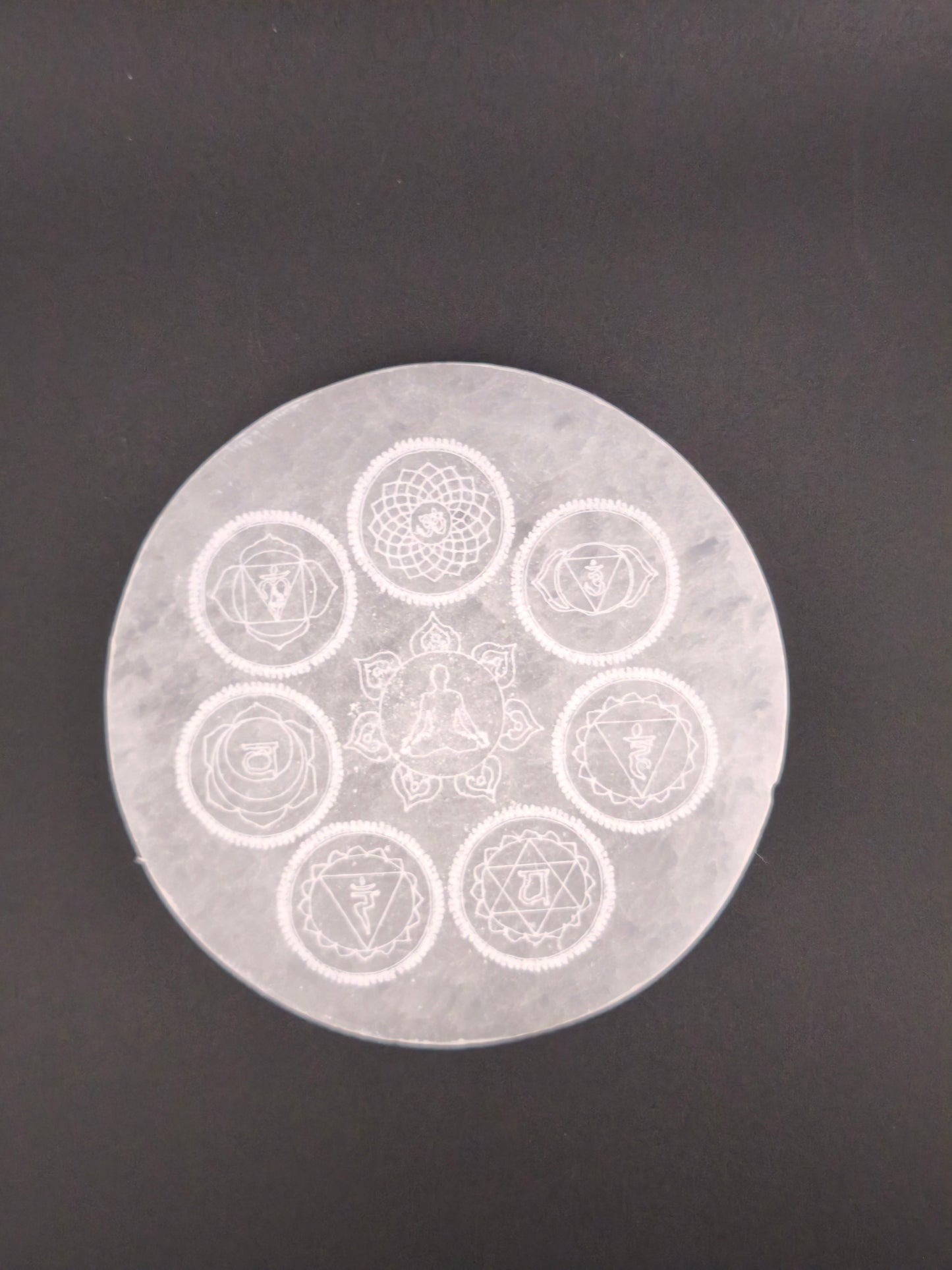 Plaque 7 chakras en Sélénite Petit Modèle